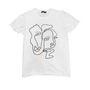 Nasty Gal White T-Shirt with Abstract Design